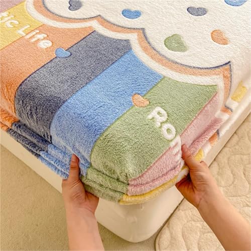 Ensemble de literie molleton corail drap-housse peluche chaud 200x220cm