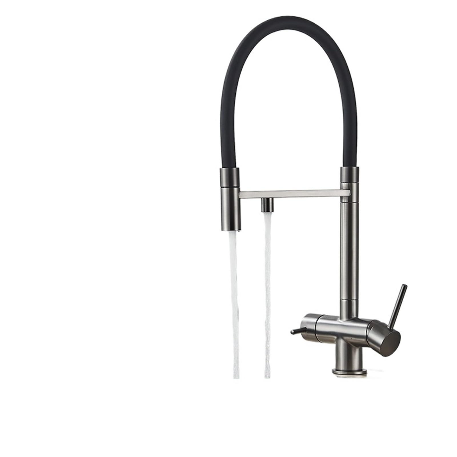 Grifo de cocina de agua filtrada gris negro para osmosis y fregadero