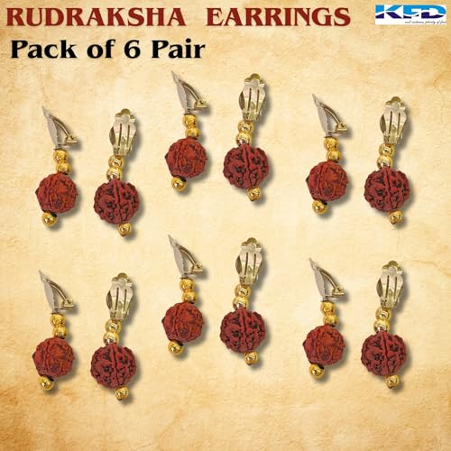Image of kaku fancy dresses rudraksh Earrings for Mythological Character -Maroon, Free Size - 6 Pairs, for Unisex- Multi Color