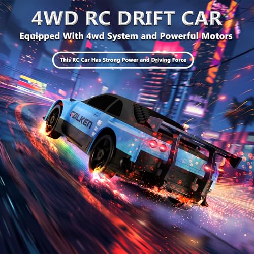 Image of Remote Control Car RC Drift Car 2.4GHz 1:24 4WD 15KM /H High Speed Racing Sport Car with LED Lights Drifting Tire Racing Sport Toy for Adults Boys Girls Kids Gift