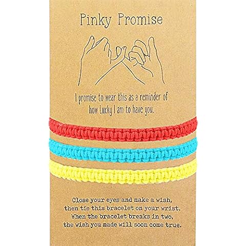 VU100 Waterproof BFF Bracelets for 3 Best Friend Long Distance Matching Friendship Pinky Promise Relationship String Wish Bracelets Jewelry Gift for Birthday Graduation Cover