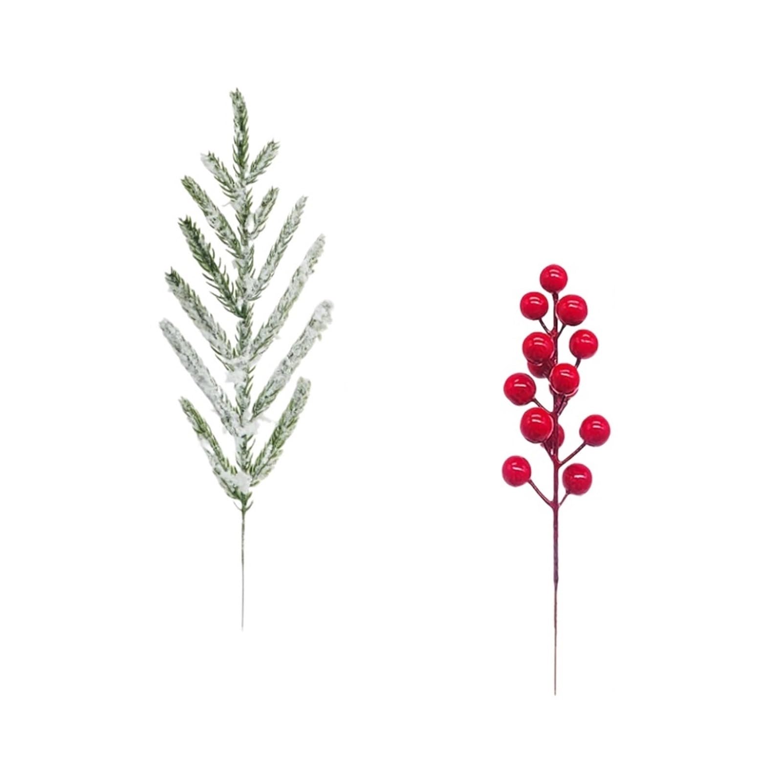 Kunstpflanze 15 Stück künstliche Tannenzweige mit roten Beerenstielen for Weihnachtsbaumdekorationen, Festival, Vase, DIY-Girlande, Weihnachtsdekoration für Dekor(Color 1)