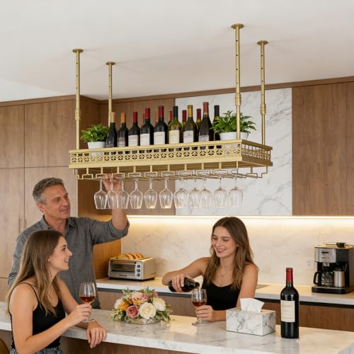 Étagère flottante bar fer marron réglable pour libérer comptoir encombré - 8