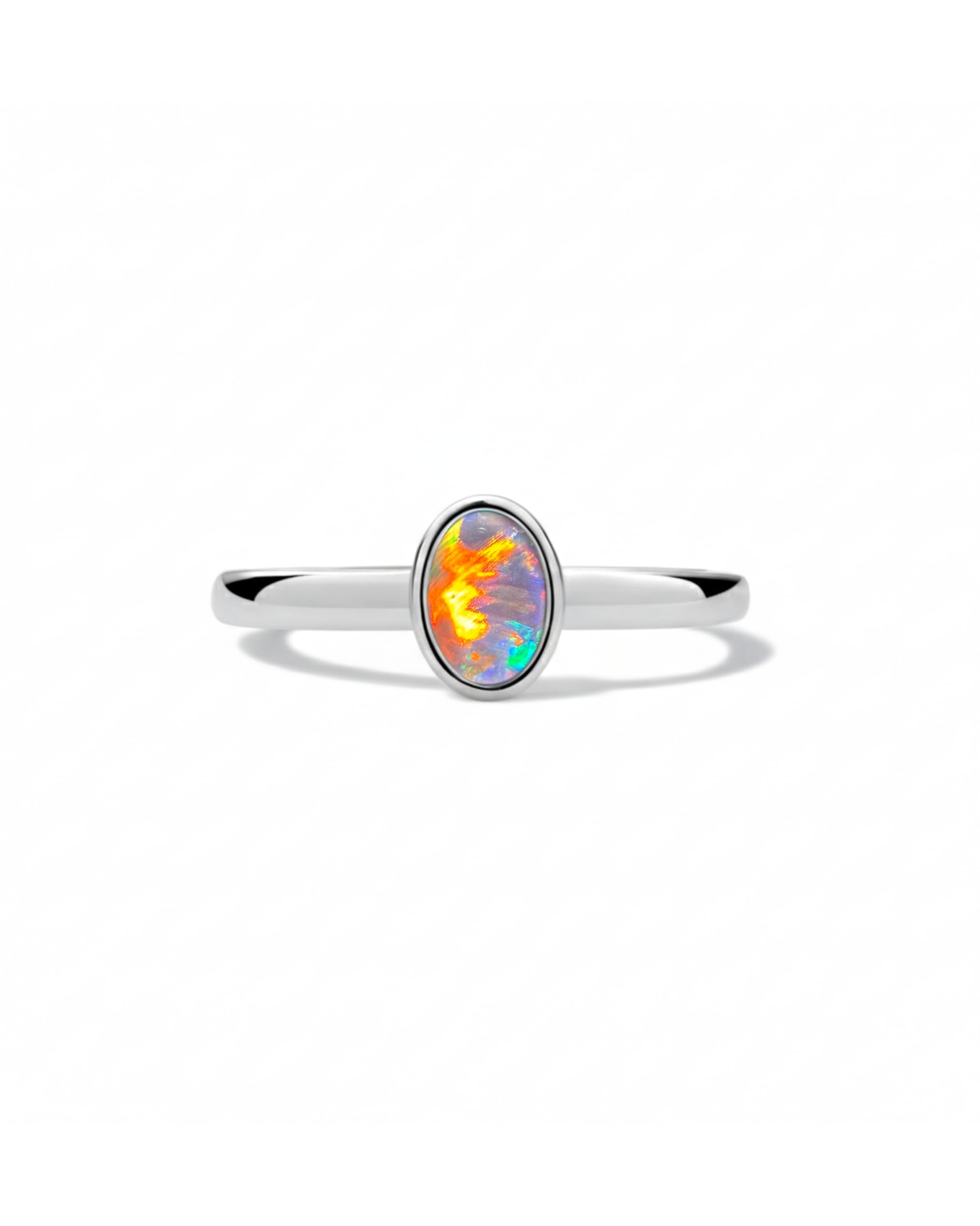 Anello da donna con opale australiano, in argento 925