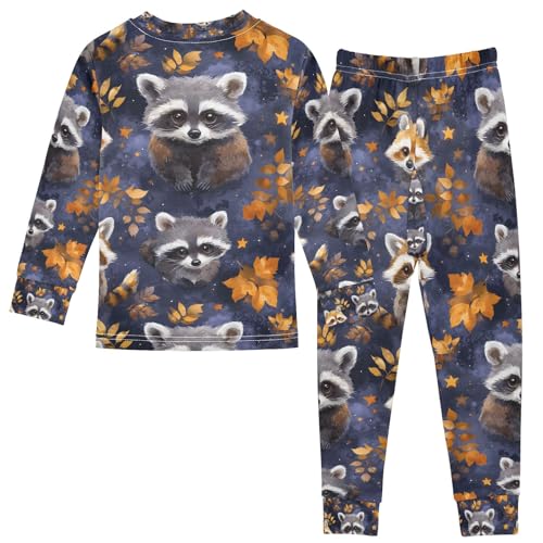 senya Autumn Cute Raccoon Pajamas Set Long Sleeve Soft Cotton Sleepwear 2 Piece2