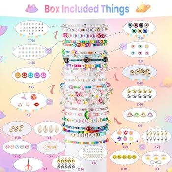 Zenag Friendship Bracelet Aking Kit, 24 Colors 6 Clay Beads &ap; 4 Glass Seed Beads With 920