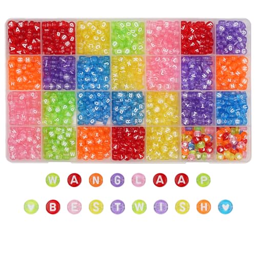 Image of Letter Beads Acrylic, Clear, 4x7mm Round