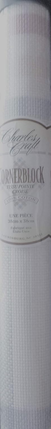 Charles Craft Cornerblock Cross Stitch AIDA Fabric Pink Yellow Blue One Piece 15" x 15"