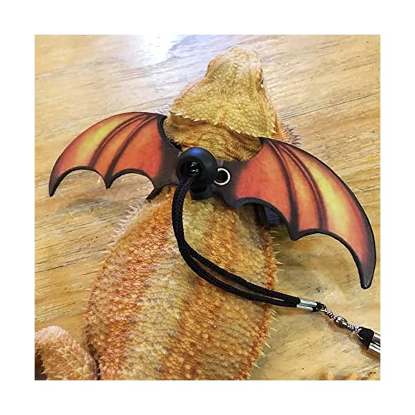 Adoggygo bearded dragon lizard leash harness - adjustable cool leather wing lizard reptile harness leash for bearded dragon lizard reptiles (orange) - image 3