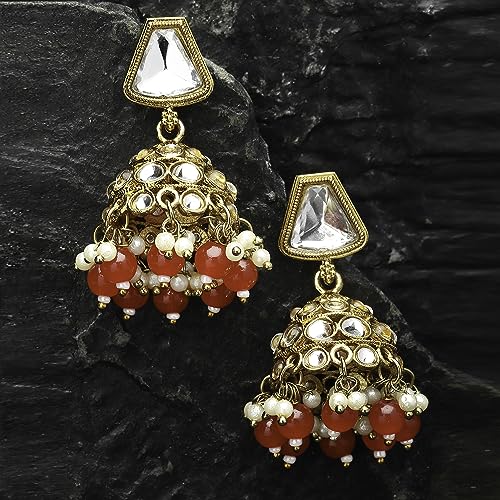 Gold-Plated Dome Shaped Mirror Jhumka Earrings