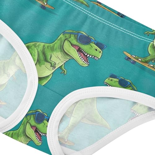 Cool Green Rex Dinosaurs Blue Girl Panties Cute Toddler Underwear Floral Cotton Print Underpants Briefs 2t4