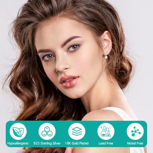Moissanite Dangle Stud Earrings for Men Women, 2-4CT White Gold Plated 925 Sterling Silver Moissanite Drop Earrings, Jewelry Present for Her Mother Mom Wife (White Gold Plated, 2ct pair/ 1ct each)3