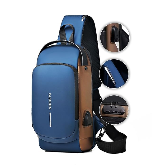 Waterproof Polyester Slim Unisex Crossbody Sling Bag Chest Backpack Men's Shoulder Bag, Leisure Travel Handbag, Hard Shell Anti-Theft Chest Bag(1pc).-image-31