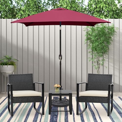MAYPEX 6.5 Ft Patio Umbrella with Tilt and Crank Square Beach Umbrella Weather Resistant Durable 6 Sturdy Steel Ribs Market Umbrella Outdoor Patio, Burgundy