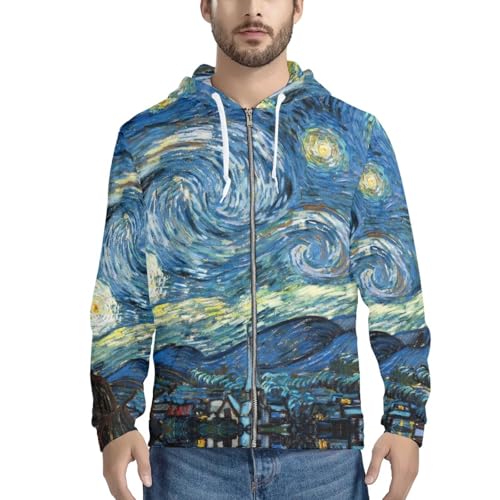Christmas Men's Zip Up Hoodie Colourful Lights Christmas Snowman Casual Comfy Pullover Long Sleeve Sweatshirt