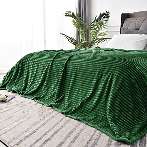 Image of BEDELITE Fleece Blanket King Size - 3D Ribbed Jacquard Soft and Warm Decorative Fuzzy Blankets - Cozy, Fluffy, Plush Lightweight Throw Blankets for Couch, Bed, Sofa(Green, 108x90 inches)