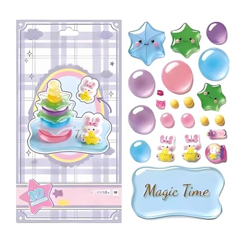 Stackable Stickers - 3D Crystal Decorative Toy with Glossy Artistic Finish for Creative Fun | Layered Embellishment Decals for Home Decoration Birthday Party...