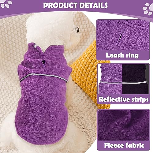 XXS Warm Purple Dog Fleece Vest with Leash Hole - Small Dog Pullover Jacket for Girls, Boys & Dogs