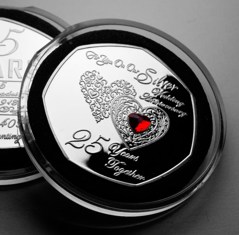 The Commemorative Coin Company For You On Our 25th Silver Wedding Anniversary Commemorative. Capsule. Gem. Gift/Present Husband/Wife/Partner. 25 Years, Hours, Minutes etc