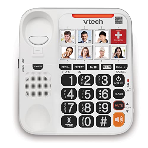 Vtech Sn1127 Amplified Corded Answering System. 8 Photo Speed Dial, 90Db Ringer Volume, Big High-Contrast Buttons, Audio Booster(+40Db), Visual Ringer. Perfect For Seniors, Visually & Hearing Impaired #TOP1
