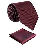 Fortunatever Mens Solid Neckties,Burgundy Red Ties For Men With Pocket Square+Gift Box,58"×3.35"