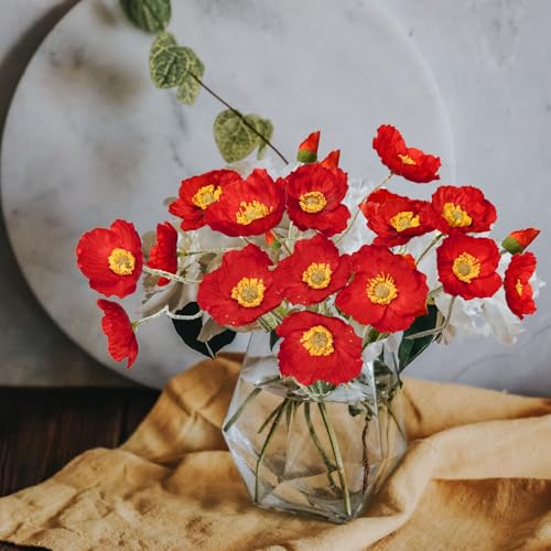 Image of 5Pcs Poppy Flowers Artificial Poppy for Home Decor(Red)