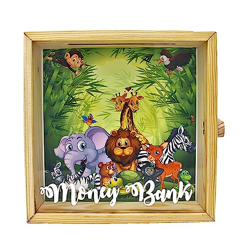 The Rosette Imprint Square Wooden Transparent Piggy Bank, Money Bank, for Kids and Children - Animal (B098QMT5RK) Amazon Price History, Amazon Price Tracker