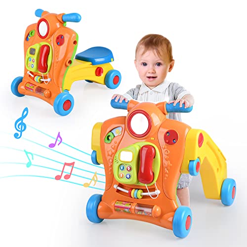 Sit-to-Stand Learning Walker,Baby Walker for Boys Girls,3 in 1 Toddler Push Walkers,Baby Walking Toy for 1+ Year Old,Early Education Musical Activity Center,Birthday Gift for 6 7 8 9 10 18 24 Months