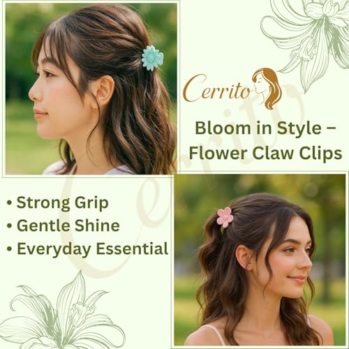 Image of Cerrito 6 Pcs Small Mix Hair Claw Clips for Women & Girls - Durable Nonslip Mini Hair Accessories perfect for styling Thick & Thin Hair, Everyday, Party & Office Styling, Multicolor