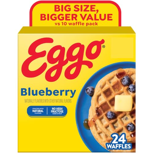 Eggo Blueberry Waffles, Breakfast Food, Natural Flavors, 24 Waffles (Frozen)