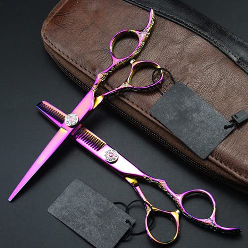Ciseaux de coupe de cheveux en acier 440C de haute précision violet prune 6 pouces