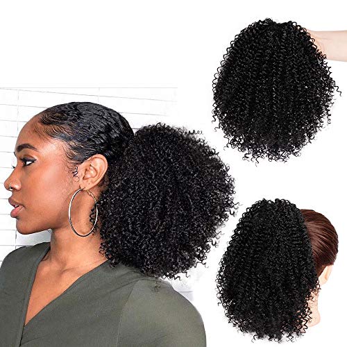 Vigorous Short Afro Curly Ponytail Hair Piece for African American Black Women Ponytail