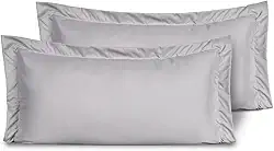 Kit 02 Fronhas para Travesseiro 90x50cm em Micropercal 200 Fios Tamanho Especial – Macia, Resistente e Fácil de Lavar (Cinza)