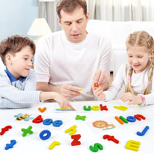 BEESTECH Alphabet ABC Learning Educational Toys for 2 3 4 5 Years Old Boys Girls, Wooden Puzzle Flash Cards Preschool Activity Letter Matching Games for Kids Toddlers - Image 5