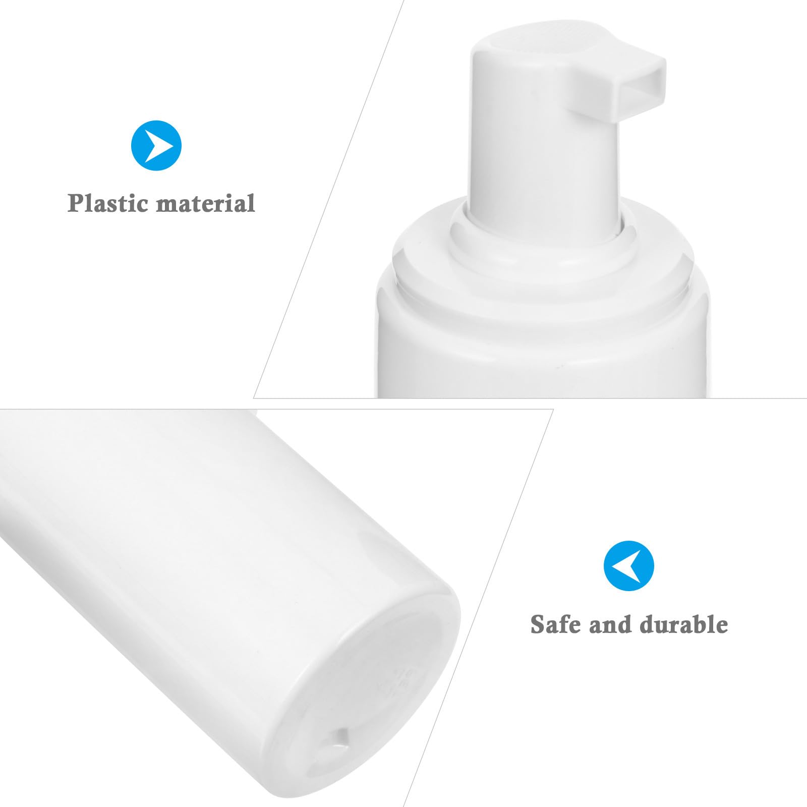 Set di 4 Dispenser per Schiuma 250ml in Plastica Bianca, Ricaricabili per Shampoo e Detergente Viso, per Viaggio D'affari e Uso Ufficio