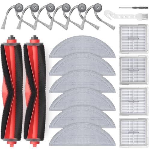 Image of 20Pcs Q10 S5+ Accessories for Roborock Q10 S5 / Q10 S5+ Robot Vacuum, Replacement Parts with 2 Main Brush, 6 Mop Pads, 4 HEPA Filters, 6 Side Brushes, 2 Tools