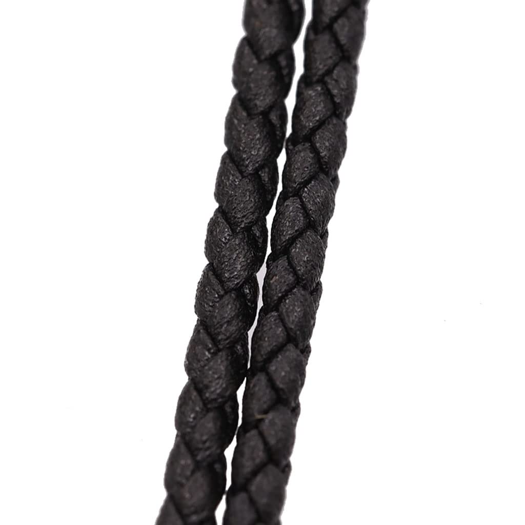 Cordoncino per gioielli in pelle, Corda intrecciata rotonda con bordo grosso da 3 mm, 2 metri, collana braccialetto intrecciato colorato. Materiale 1 pz | Black