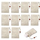 10 Stück Seifensäckchen aus natürlicher Sisal, Seifenbeutel für feste Seife waschbar, biologisch...