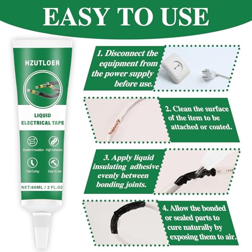 Hzutloer Flüssiges Isolierband,2 Stück 60 ML Flüssiggummi Schwarz,Liquid Electrical Tape,Isolierung Elektrisches Dichtmittel,Flüssiges Isolierbanad,Wasserdichtes Schnell Trocknendes,High Temperature