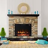 Electric Fireplace with Mantel, Tall Fire Place Heater Freestanding with Remote Control Timer LED Fl