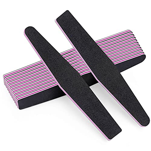 12pcs Nail File,100 180 Grit Double Sided Nail Files, Jumbo Size Nail files and Buffers for Acrylic Nails Natural Nails, Professional Manicure Tools for Home and Salon