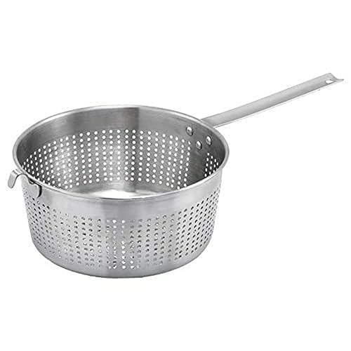 Winco SSS-3, colador de espaguetis de acero inoxidable de 8.5 pulgadas de diámetro, colador de pasta, cullender verduras con mango