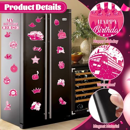 Imanes decorativos para puerta cumpleaños crucero rosa fucsia miniatura 2