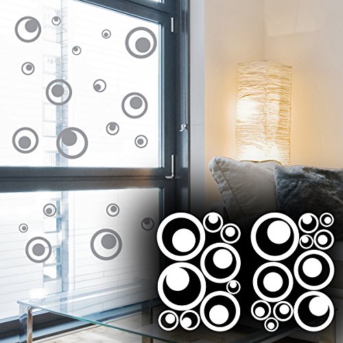 Wandkings Protección contra Aves y protección para Las Ventanas, 20 Pegatinas de círculos Retro, protección contra colisiones con Aves, Gris Mediano