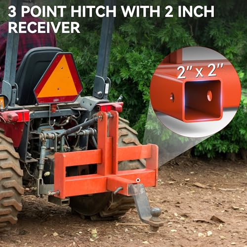 Image of YITAMOTOR 3 Point Quick Hitch with 2 inch Receiver for Category 1, 3 Pt Tractor Trailer Hitch Drawbar Adapter Attachments with Suitcase Weight Brackets