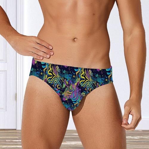 Psychedelic Zebra Novelty Men's Brief Swimwear Pants Swimming Trunks Beach Shorts Underwear4