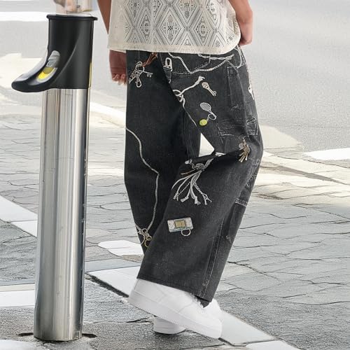 Baggy Jeans Men Washed Graphic Zipper Punk Y2k Jeans Men Parachute Graffiti Streetwear for Skater Denim Pants3