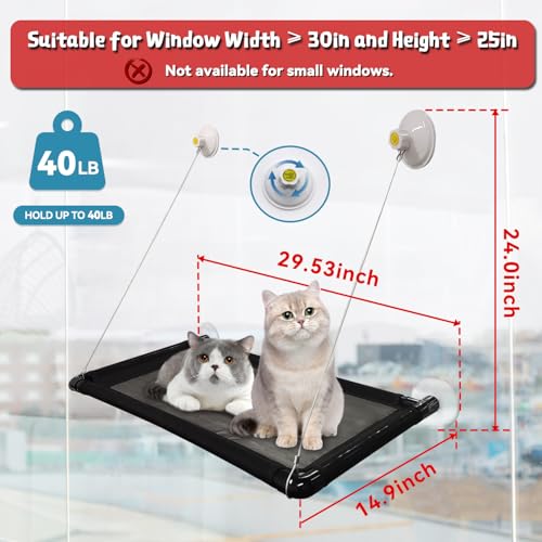 Dracarys Cat Hammock Window Bed Cat Window Perch Sunny Seat, for Kitty Resting Pet Bed Mounted Pet Kitten Cat Beds, Cat Shelves Hold up 40 lbs, Suitable for Window Length ≥30in and Height ≥25in - Image 3