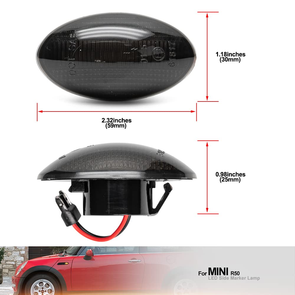 Indicatori Laterali A LED Dinamici Per Mini Cooper R50/R53/R52 – Frecce Sequenziali Ambra, Lenti Trasparenti