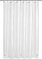 Vista 39 de Mrs Awesome Forro de Cortina de Ducha Extra Largo con 3 Imanes, Cortina de Ducha Larga de Plástico PEVA Blanco para Baño Impermeable, 72 x 84